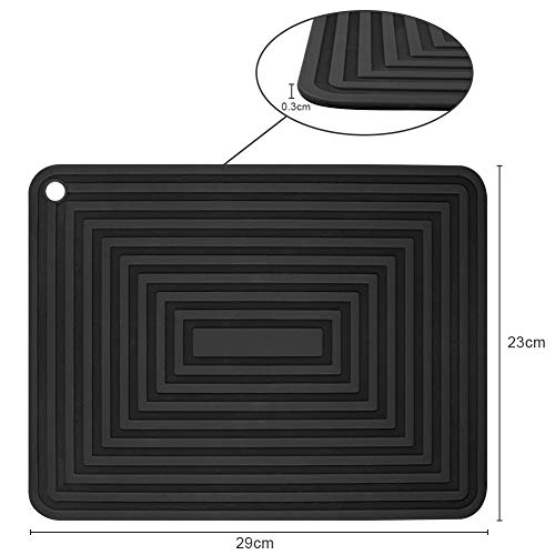 flintronic 2pcs Salvamanteles de Silicona, Sostenedor de Pote de Silicona Estera Antideslizante, Resistente al Calor, para Aislamiento, Asar, Hornear - Plaza & Negro