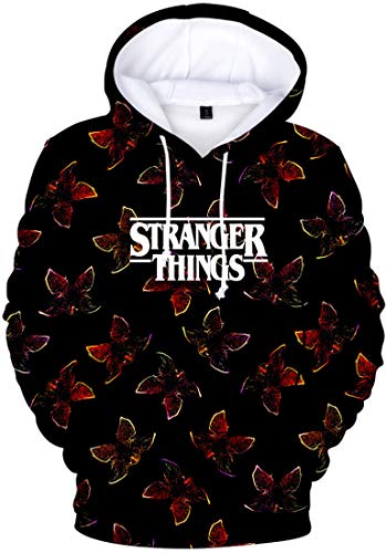 FLYCHEN Hombre Sudadera con Capucha Stranger Things New Season 3D Gráfico Estampado Fantástico Traje Cosplay Character Personalizado Pullover - Flor 3663 - S