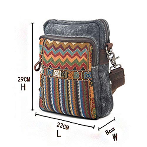 FLYJJ Lona En Diagonal Bolsa Cruzada Bolso De La Universidad Bordado Vestimenta Casual Retro Adecuado para La Escuela Gimnasio Camping Gris Neutro