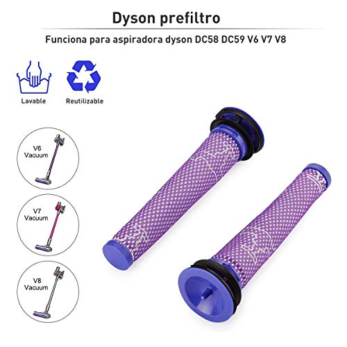 FLYLINKTECH 21.6v 3000mAh Dyson V6 Batería de Repuesto de ión de Litio para Dyson DC62 DC58 DC59 DC61 DC72 DC74 Aspiradora de Mano DC62 Batería V6 SV03 SV05 SV06 SV07 SV09 Animal, con 2 filtros