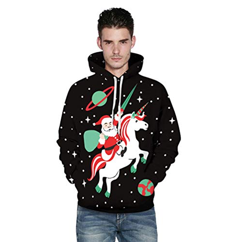 FLYWM,Sudadera con Capucha en 3D Neutral Estampado navideño,Sudadera con Capucha de Manga Larga,S/M