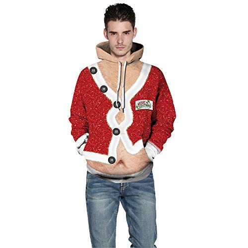 FLYWM,Sudadera Estampadas Hoodies Navideños Hombre Unisex,XXL/XXXL