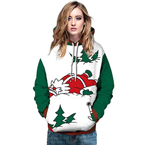 FLYWM,Sudadera Estampadas Navideños Hombre Christmas Unisex,XXL/XXXL