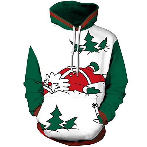 FLYWM,Sudadera Estampadas Navideños Hombre Christmas Unisex,XXL/XXXL