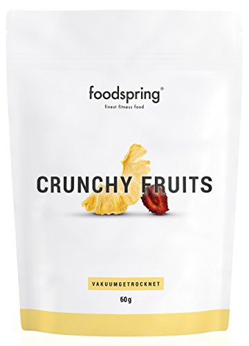 foodspring Crunchy Fruits, Piña-fresa, 60g, La revolución de las frutas deshidratadas