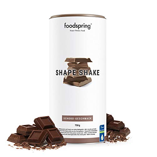 foodspring Shape Shake, Sabor Chocolate, 750g, Batido saciante, 100% proteína de suero de leche en polvo, Enriquecido con L-carnitina (quema grasas)