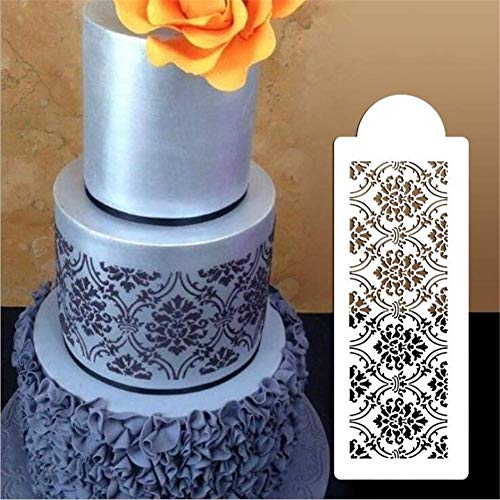 Forma de Flor Pastel Estarcido, Encaje Fondant Lado Borde Frontera Decoración Molde, Muestra Boda Tartas Herramientas, Plástico Café Plantillas, Azúcar Tamiz, Horneado Herramienta - B