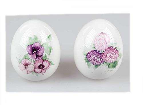 Formano Deko-Ei de Pie 12cm Primavera 1 Huevo de Pascua Motivo Surtidos, de Vitrificada Grés con Flores Lithografie-Dekor