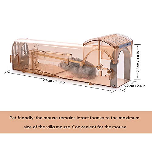 FORMIZON 2Pcs Trampa para Ratas, Reutilizable, Transpirable y Transparente Humanitario y Grande Ratas Ratonera de Plástico Reutilizable para Ratas del Hogar, Ático, Garaje, Cocina, Jardín (Marrón)