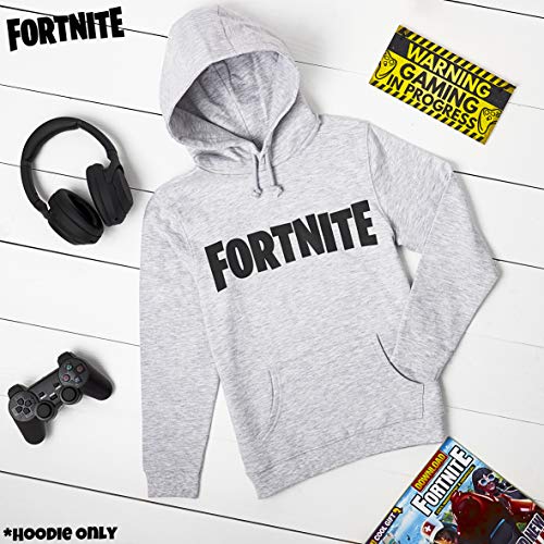 Fortnite Sudadera De Niños, Producto Oficial | Sudaderas para Niños con Manga Larga, Bolsillos Y Capucha | Regalos De Video Gamer Online (14/15 años, Gris)