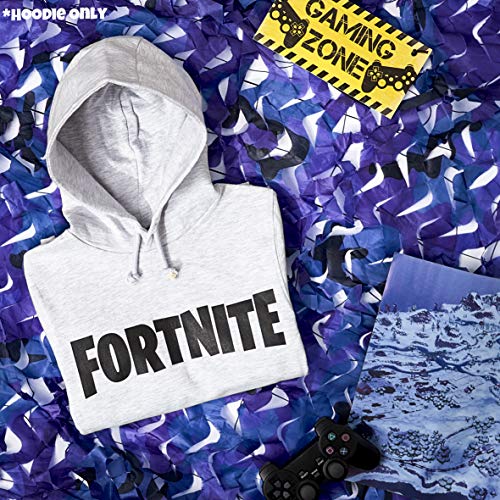 Fortnite Sudadera De Niños, Producto Oficial | Sudaderas para Niños con Manga Larga, Bolsillos Y Capucha | Regalos De Video Gamer Online (14/15 años, Gris)