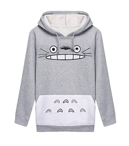 Fortuning's JDS Mujer Totoro Imprimir Manga Larga Encapuchado Pullover Sudadera Escudo Bolsillo