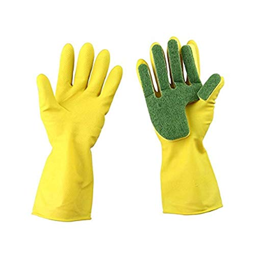 FORYOURS Guantes De Silicona para Lavar La Cocina con Esponja para Fregar, Utensilios De Cocina Guantes De Limpieza De Goma Ligera Estropajo con Dedos De Esponja para Lavar Platos