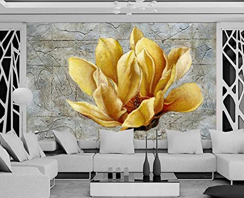 Fotomurales 3D 250x175 cm Patrón De Flor De Magnolia Dorada Papel pintado no tejido Decoración de Pared decorativos Murales