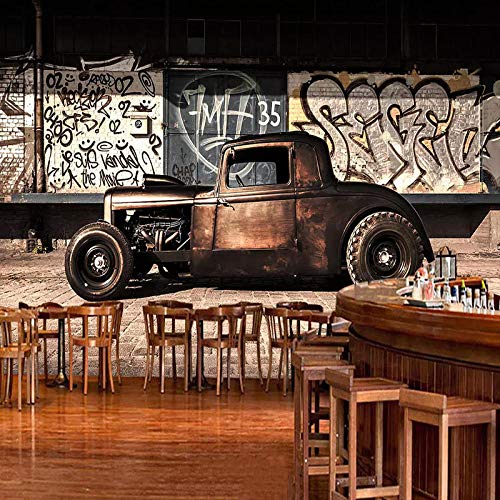 Fotomurales Decorativos Pared Vinilos Decorativos Papel Fotografico 3D Papel Tapiz Fotográfico Retro Graffiti Nostalgia Coche Viejo Mural Restaurante Café Sala De Estar Fondo Decoración De Pared Pape