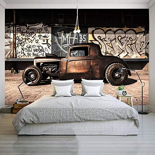 Fotomurales Decorativos Pared Vinilos Decorativos Papel Fotografico 3D Papel Tapiz Fotográfico Retro Graffiti Nostalgia Coche Viejo Mural Restaurante Café Sala De Estar Fondo Decoración De Pared Pape