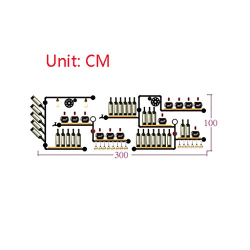 FPigSHS Armarios para Vino Botelleros Soporte de Pared para Montaje en Pared Almacenamiento para Vino exhibición Club de Tubos de Agua para Barra de relajación Suspensión de Hotel Hierro Industrial