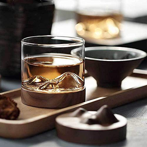 Fransande - Copa de vino de whisky irlandés con base de madera para regalo único, vaso de cristal de whisky, cerveza, bar, hotel, bebidas, taza de té