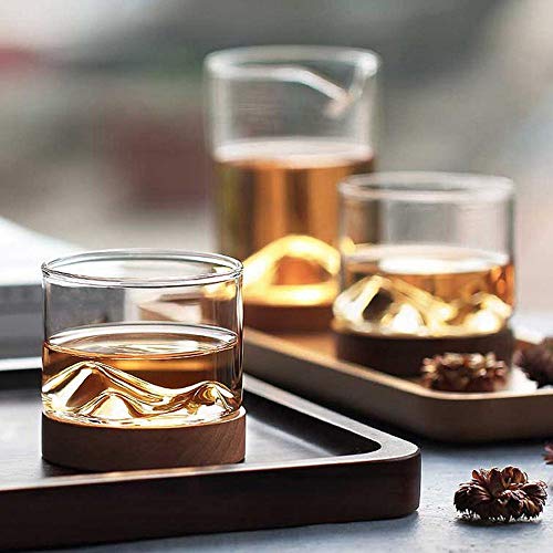 Fransande - Copa de vino de whisky irlandés con base de madera para regalo único, vaso de cristal de whisky, cerveza, bar, hotel, bebidas, taza de té