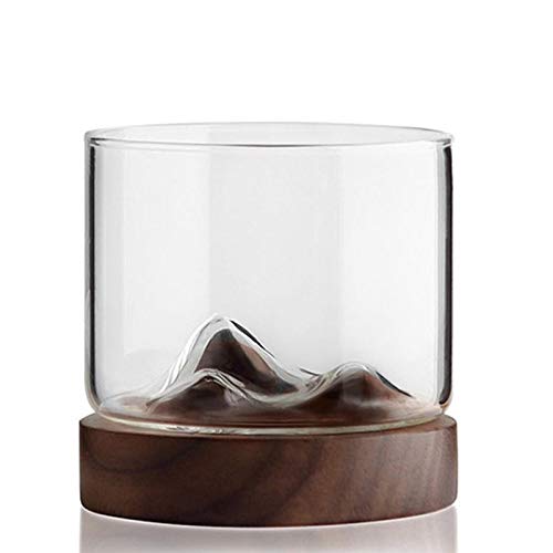 Fransande - Copa de vino de whisky irlandés con base de madera para regalo único, vaso de cristal de whisky, cerveza, bar, hotel, bebidas, taza de té