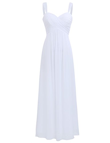 Freebily Vestido Elegante de Boda Fiesta Cóctel para Mujer Dama de Honor Vestido Largo Verano Blanco 36