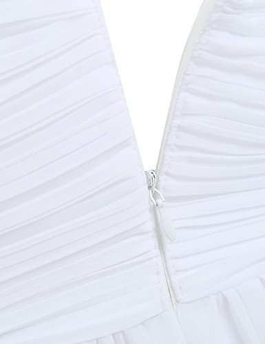 Freebily Vestido Elegante de Boda Fiesta Cóctel para Mujer Dama de Honor Vestido Largo Verano Blanco 36