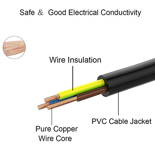 FSKE® Cloverleaf Cable de alimentación CEE7 en IEC 320 C5, 3Pin AC Cable de Cables de alimentación, 10A 250V para Cargadores de Ordenador portátil, Escáneres, Impresoras, Monitores de TV LED, 1.5m