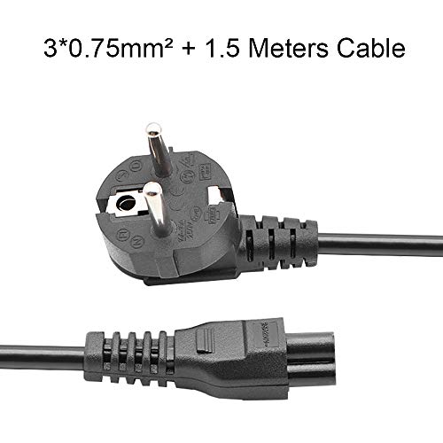 FSKE® Cloverleaf Cable de alimentación CEE7 en IEC 320 C5, 3Pin AC Cable de Cables de alimentación, 10A 250V para Cargadores de Ordenador portátil, Escáneres, Impresoras, Monitores de TV LED, 1.5m