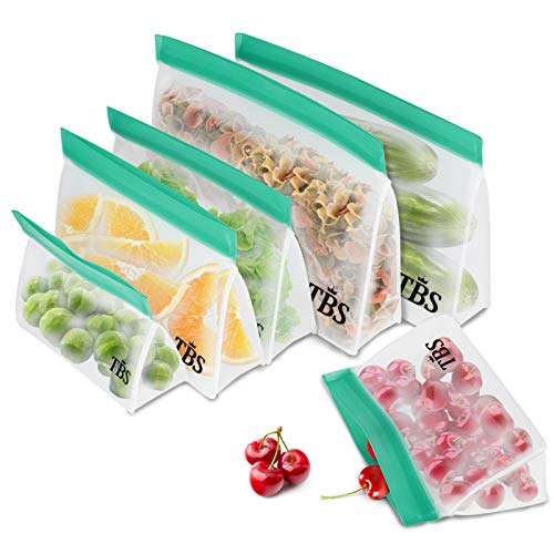 Fstoption Bolsas para Llevar Comida y sándwiches, 6 Pcs Bolsa de Almacenamiento Reutilizable para Fruta Verdura Carne Nevera Cocina Viaje (6pcs)