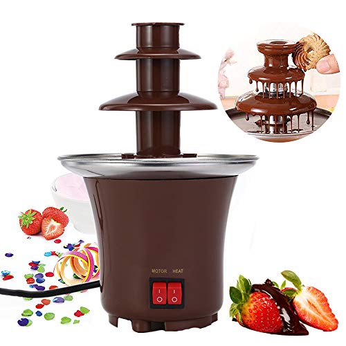 Fuente de chocolate de la máquina de Electirc chocolate fondue 3 Tier Fondue de acero inoxidable de calor y de motor Controles para la boda del partido,Marrón