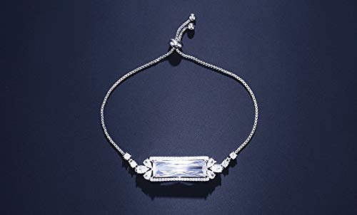 FUKAI Simple Exquisita Baguette Cubic Zircon Pulseras Ajustables para Mujeres Aniversario De Bodas Joyería