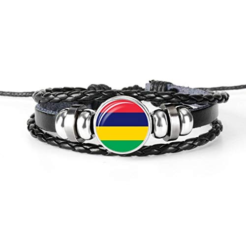 FUKAI Simple Hecho A Mano México Mauricio Bandera Brazalete Pulsera para Hombres Y Mujeres Cristal Cabujón Pulsera De Cuero Joyería Regalo