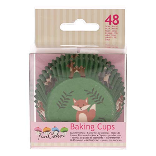 FunCakes Animales del Bosque 48 Cápsulas para Cupcakes o Magdalenas de Papel Extra Resistente y Antigrasa, 5x3.2cm