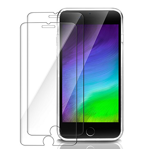 Funda + 2x Cristal para iPhone 8 Plus, Leathlux iPhone 7 Plus Transparente TPU Silicona [Funda + 2 Pack Vidrio Templado] Protector de Pantalla 9H Dureza + Flexible Case Cover para iPhone 8 Plus/7 PLus