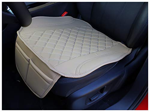 Funda de asiento de piel sintética de color beige con costuras blancas para Nissan Almera N16, OT405