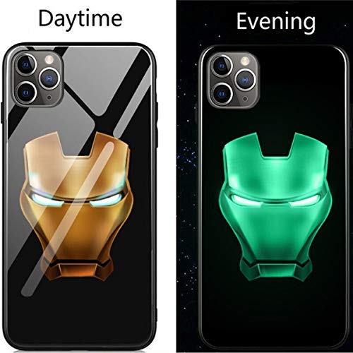 Funda de cristal luminosa para iPhone 6, 6S, 7, 8 Max, X, XR, XS Max, 11, 11 Pro, 11 Pro Max, diseño con impresiones de personajes de Los Vengadores y otros personajes de Marvel