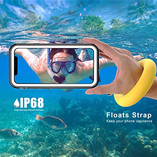 Funda Impermeable iPhone XS iPhone X, IP68 Waterproof Outdoor Delgado Cover a prueba de choques Anti-rasguños Full Body con Protector de Pantalla Impermeable Funda para iPhone XS X(White With Strap)