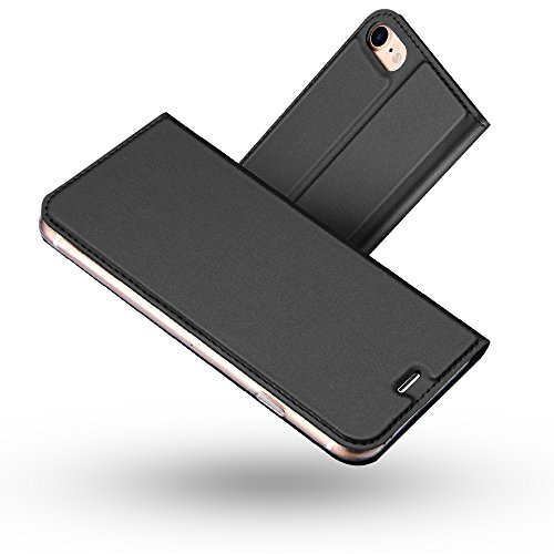 Funda iPhone 8,Funda iPhone 7,Radoo Slim Case de Estilo Billetera Carcasa Libro de Cuero,PU Leather Con TPU Silicona Case Interna Suave [Cierre Magnético] para iPhone iPhone 7 / iPhone 8(Gris oscuro)