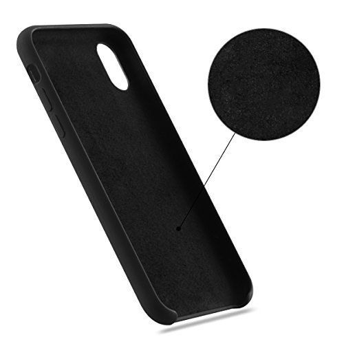 Funda iPhone X, Slim Líquido de Silicona Gel Carcasa Anti-Rasguño y Resistente Huellas Dactilares Totalmente Protectora Caso Cover Case para Apple iPhone X.(X 5.8, Negro)