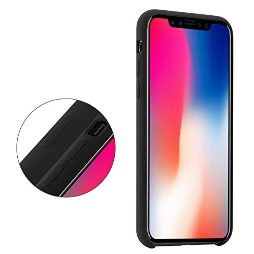 Funda iPhone X, Slim Líquido de Silicona Gel Carcasa Anti-Rasguño y Resistente Huellas Dactilares Totalmente Protectora Caso Cover Case para Apple iPhone X.(X 5.8, Negro)