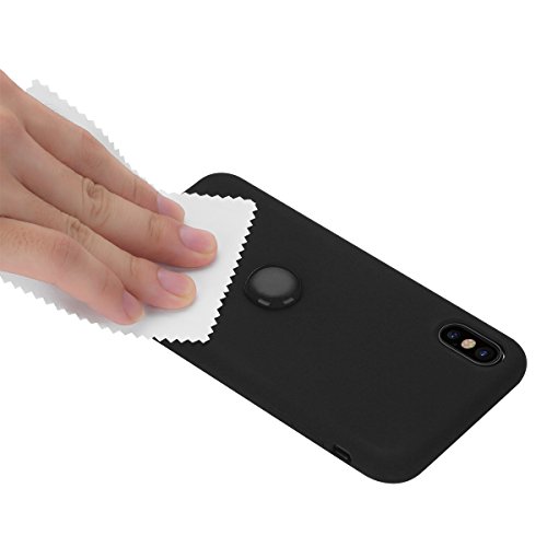 Funda iPhone X, Slim Líquido de Silicona Gel Carcasa Anti-Rasguño y Resistente Huellas Dactilares Totalmente Protectora Caso Cover Case para Apple iPhone X.(X 5.8, Negro)