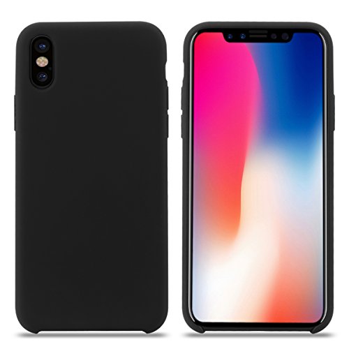 Funda iPhone X, Slim Líquido de Silicona Gel Carcasa Anti-Rasguño y Resistente Huellas Dactilares Totalmente Protectora Caso Cover Case para Apple iPhone X.(X 5.8, Negro)