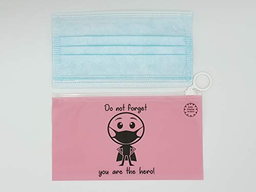 Funda para mascarilla Plegable 19x10,5cm, Impermeable con Cierre hermético, diseño Personalizado, para Bolso Bolsillo Coche, Set de 4 Colores Azul, Amarilla, Blanca y Rosa