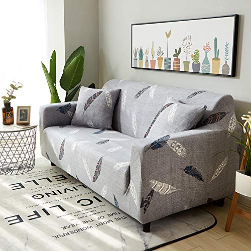 Funda para sofá con diseño moderno de 1/2/3/4 plazas, antideslizante, funda elástica para sofá y protector para mascotas, lona, pluma, 1-Seater Sofa Length 35-51In + 1pcs Free Pillowcas