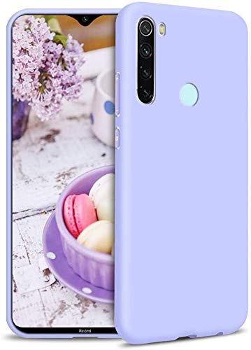 Funda Xiaomi Redmi Note 8T + Protector de Pantalla de Vidrio Templado, Carcasa Ultra Fino Suave Flexible Silicona Colores del Caramelo Protectora Caso Anti-rasguños Back Case - Morado Claro