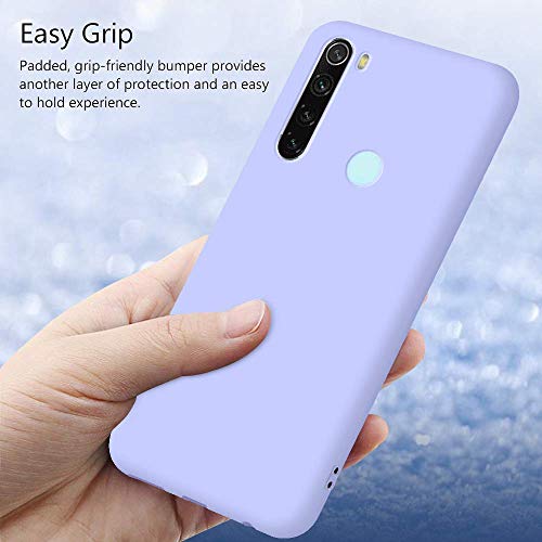 Funda Xiaomi Redmi Note 8T + Protector de Pantalla de Vidrio Templado, Carcasa Ultra Fino Suave Flexible Silicona Colores del Caramelo Protectora Caso Anti-rasguños Back Case - Morado Claro