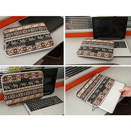 Fundas Bolso Sleeve Tela de Lona Estilo Bohemio Protectora Multifuncional Funda Bolso para 13-13.3 Pulgadas Macbook/Laptops/Notebooks/Ultrabooks/Netbooks/Kindle Voyage/Kindle y Ordenador,Café