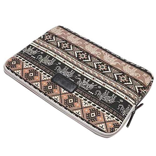 Fundas Bolso Sleeve Tela de Lona Estilo Bohemio Protectora Multifuncional Funda Bolso para 13-13.3 Pulgadas Macbook/Laptops/Notebooks/Ultrabooks/Netbooks/Kindle Voyage/Kindle y Ordenador,Café