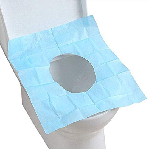 Fundas desechables para asiento de inodoro, papel impermeable, para viajes y camping, azul, Paquete de 30