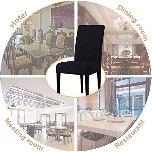 Fundas para Sillas de Comedor 4 Piezas, Jacquard Sillas Asiento Elasticas Cubresillas Lavable Extraíble Muy fácil de Limpiar Duradera, Boda Moderna, Hotel, Decor Restaurante